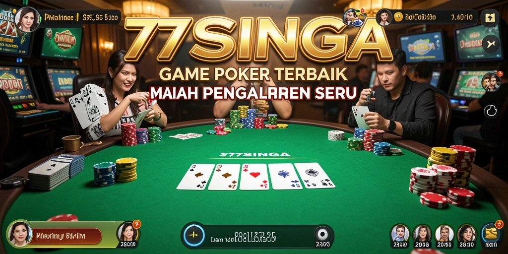 Tangkapan layar gameplay 77SINGA yang menampilkan suasana permainan Poker yang mendebarkan.