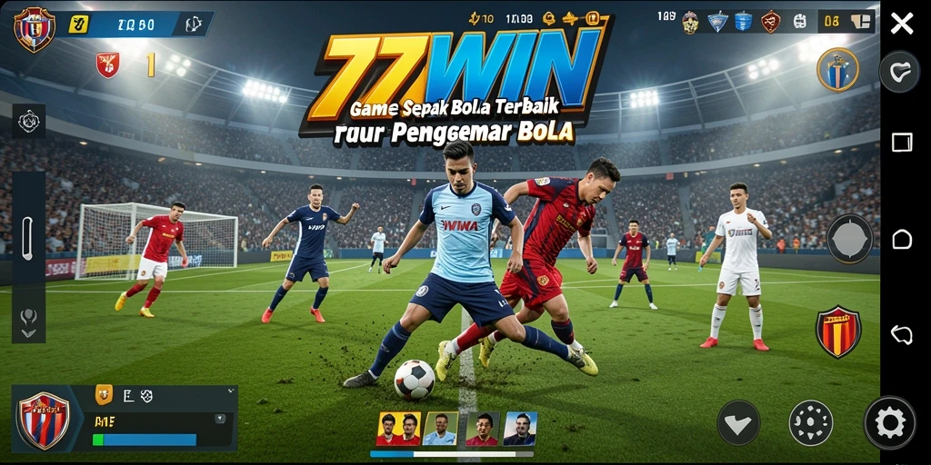 Tangkapan layar 77WIN menampilkan aksi seru pertandingan sepak bola.