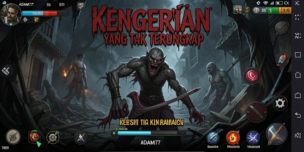 Tampilan gameplay menakutkan di dalam rumah angker.