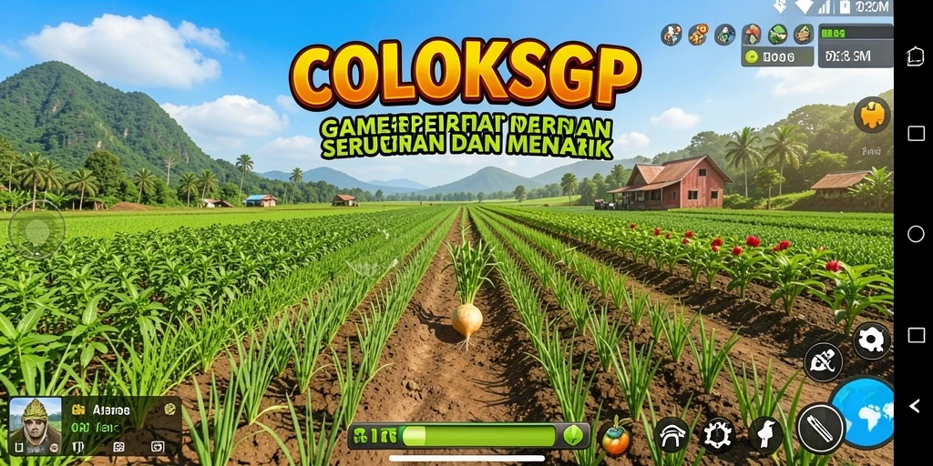 Screenshot gameplay COLOKSGP menampilkan lahan pertanian yang subur dan aktif.
