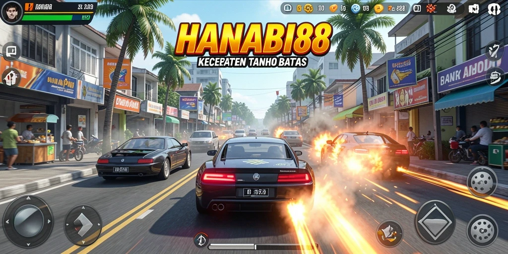 Gameplay Racing seru dengan mobil cepat dan trek menantang.