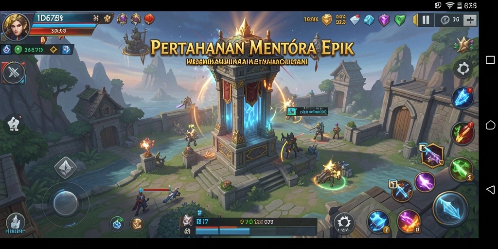 Tangkapan layar ID678 menampilkan aksi intens dalam pertahanan menara.