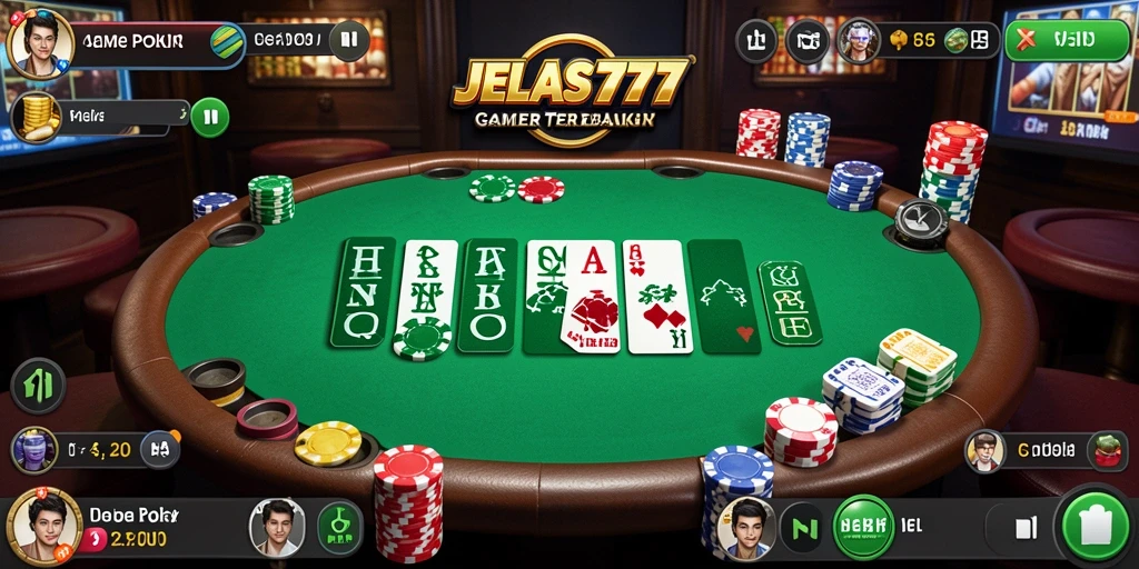 Gameplay seru Poker di JELAS777 yang memperlihatkan aksi permainan.