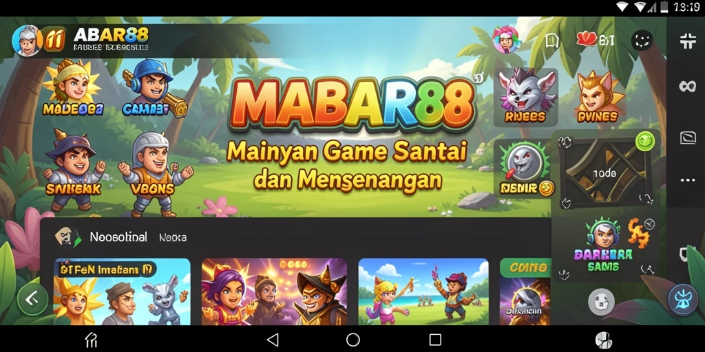 Tangkapan layar utama MABAR88 menampilkan gameplay santai yang menghibur.