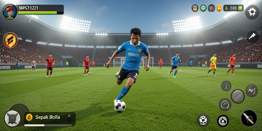 Tampilan gameplay yang menarik dalam game sepak bola MPO1221.