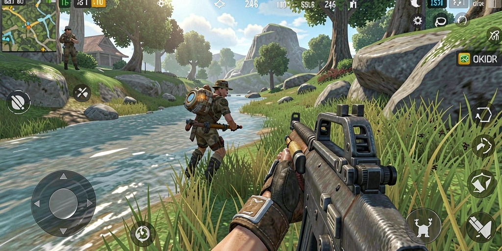 Dalam screenshot, terlihat karakter pemain sedang beraksi dalam gameplay TPS yang seru.