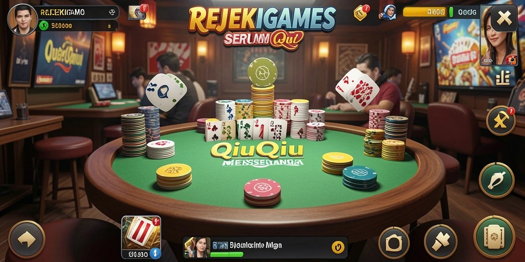 Tampilan gameplay seru dari REJEKIGAMES yang menampilkan QiuQiu.