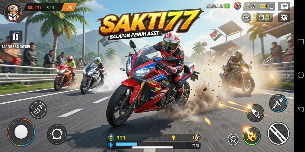 Tampilan aksi balap motor yang menegangkan di SAKTI77.
