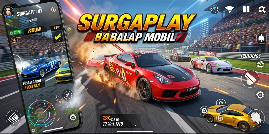 Screenshot menampilkan aksi balap menegangkan di SURGAPLAY.